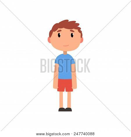 Cute Litlle Preschooler Boy Cartoon Vector Illustration Isolated On A White Background.