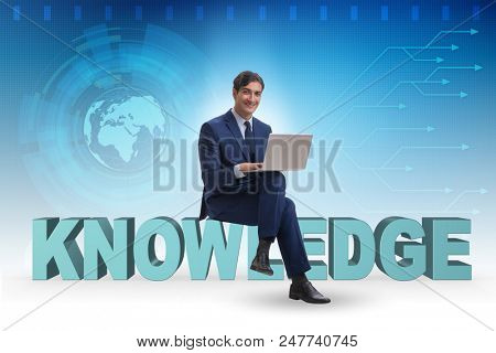 Businessman in telelearning concept with laptop