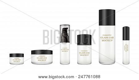Realistic White Glass Jar With Plastic Lid For Cosmetics - Body Cream, Butter, Scrub, Foundation Cre