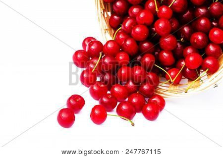 Red Ripe Cherry On A Background