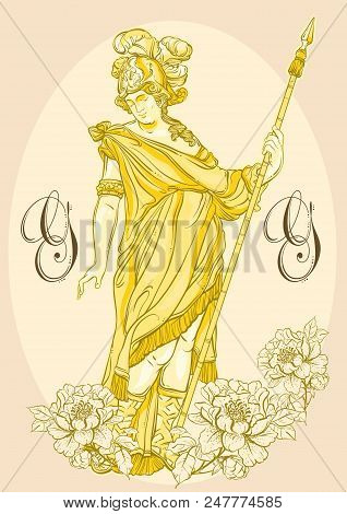 Greek God, The Mythological Hero Of Ancient Greece. Hand-drawn Beautiful Vector Artwork Isolated. Cl