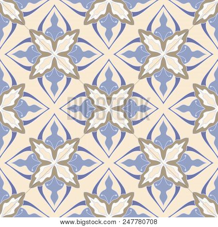 Abstract Flowers Seamless Pattern Colorful Tiles Vector Illuctration. Can Be Used For Wallpaper, Pat