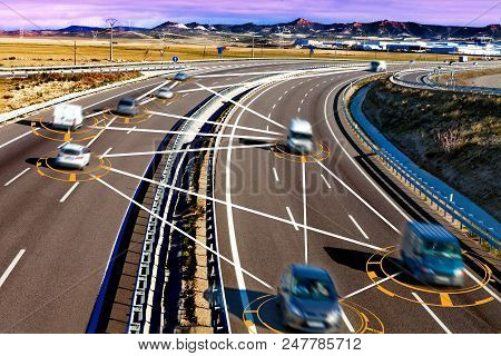 Autonomous Car And Self Driving Concept.intelligent Transport Background.car And Technology.