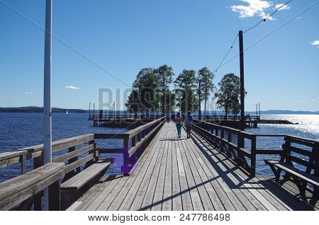 A Land Bridge In Lake Siljan Near The Town Of Rättvik In Dalarna