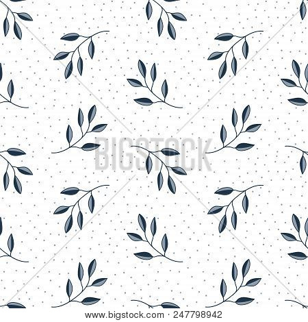 Seamless Pattern With Leaves. Sample Can Be Used For Fabric, A Tile And More Creative Projects