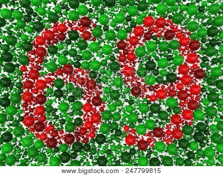 Color Blindness Test Concept With Spheres. 3d Illustration