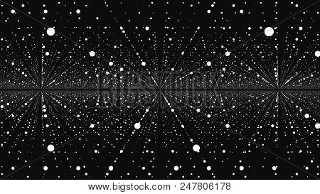 Minimalist Abstract Background. Seamless Loop. Infinite Space Background. Matrix Of Glowing Stars Wi