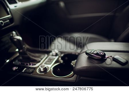 Car Keys. Auto Dealership Concept. Black Salon
