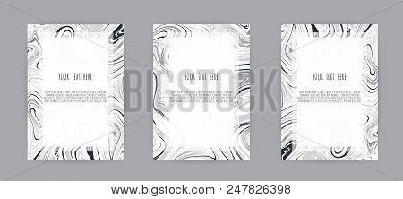 Set Of Elegant Card, Background. Black And Golden Marble Texture. Vector Illustration