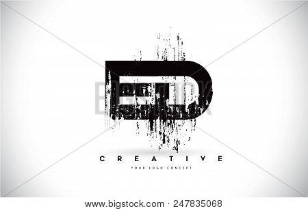 Ed E D Grunge Brush Letter Logo Design In Black Colors. Creative Brush Letters Vector Illustration.