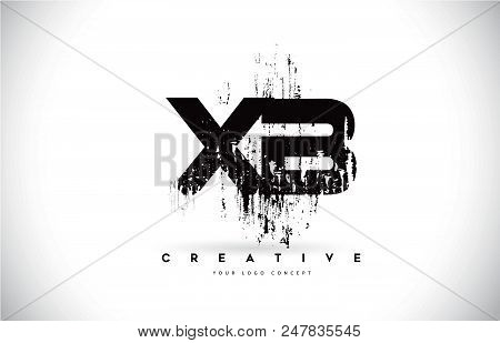 Xb X B Grunge Brush Letter Logo Design In Black Colors. Creative Brush Letters Vector Illustration.