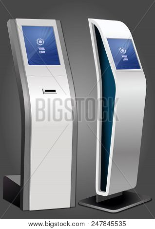Two Promotional Interactive Information Kiosk, Advertising Display, Terminal Stand, Touch Screen Dis
