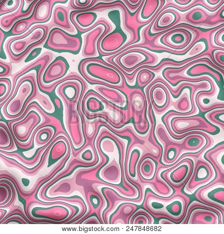 Colorful topographic stripes background. Color curves painted surface backdrop. 3D rendering.