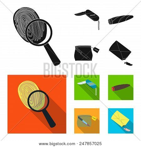 A Fingerprint Study, A Folding Knife, A Cigar Detective, A Crime Weapon Tool In The Package. Crime A