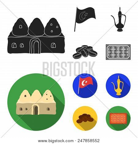House Hive, National Flag, Coffee Pot Copper, Grains Coffee.turkey Set Collection Icons In Black, Fl