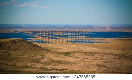 Landscape Of Sudochye Lake Aka Part Of Former Aral Sea At Urga Fishing Village At Karakalpakstan, Uz