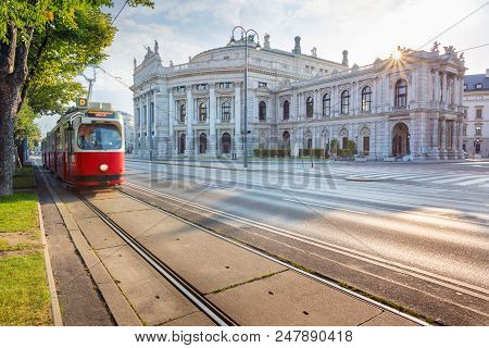 Vienna. Cityscape Image Of Vienna With The Burgtheater And The Ring Road During Sunrise.
