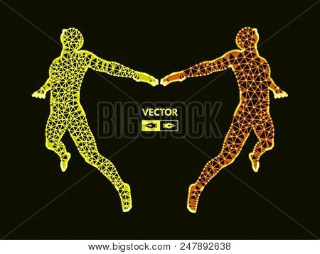 Leadership Concept. Jumping Man. Emblem For Sport Championship. Vector Illustration.