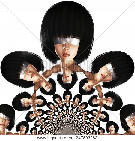 Digital Illustration Of A Girls Face, Digital Model