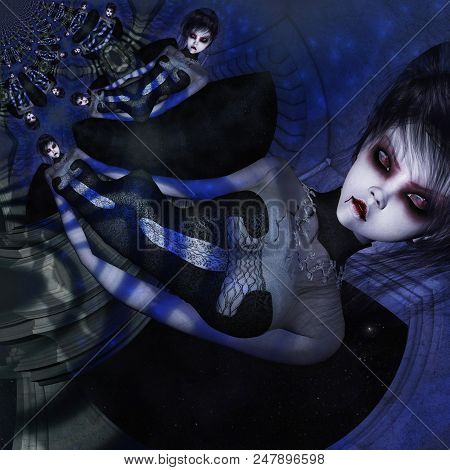 Digital Illustration Of A Gothic Female; Digital Model