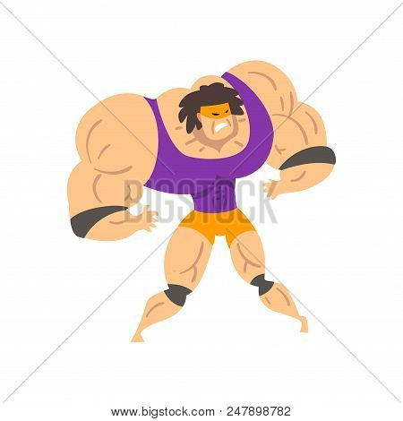Angry Powerful Wrestler Character In Mask, Professional Fighter Of Recreational Sports Show Vector I