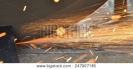 Image Of Beautiful Pattern Of Spark Stream From Steel Cutter Machine, Sparkle Light, Sparkle Stream,