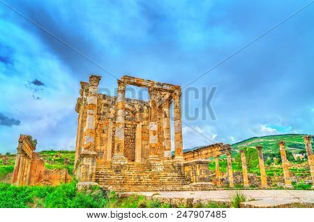 Temple Of Gens Septimia At Djemila. Unesco World Heritage In Algeria