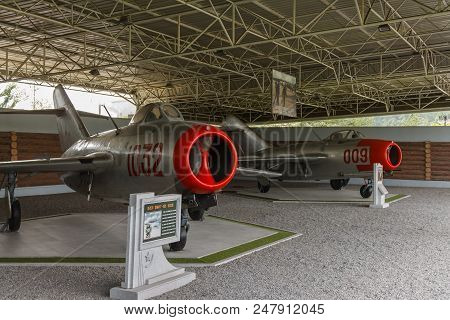Pyongyang, North Korea-july 29, 2014: Liberation War Museum In Pyongyang. Soviet Fighter Mig-15, Who