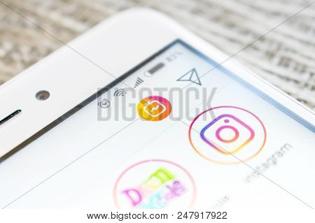 Kropivnitskiy, Ukraine - 23 June, 2018: Smartphone Screen With The Logo Of Igtv Instagram Close Up. 