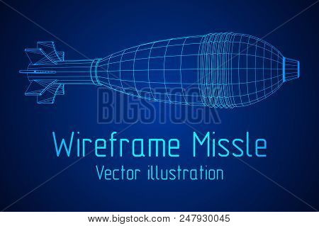 Missile, Nuclear Bomb Or Mortar Mine Wireframe Low Poly Mesh Vector Illustration