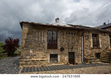 Puebla de Sanabria, Spain - May 30, 2018: Old houses of Puebla de Sanabria, Castilla y Leon, Spain