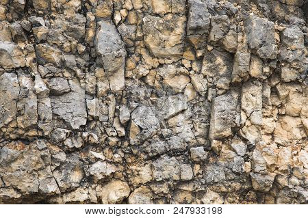 Textured Stone Background Rubble Ballast In Natural Form In The Rock Wall.