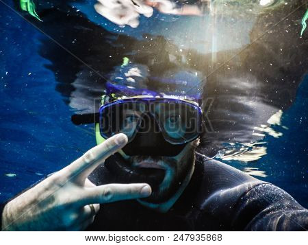 Practicing Diving And Snorkeling, Mysterious Lagoon, Beautiful Lagoon Of Transparent Turquoise Blue 