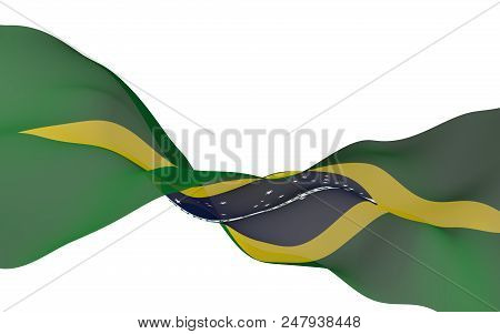 Waving Flag Of Brazil. Ordem E Progresso. Order And Progress. Rio De Janeiro. South America. State S