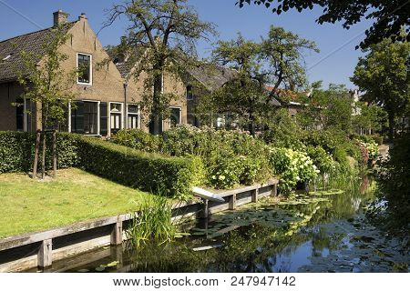 Monumental Houses On The Herengracht In The North Brabant Village Of Drimmelen