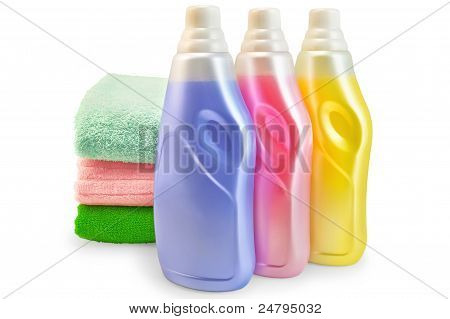 Fabric Softener With A Stack Of Towels