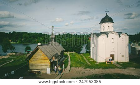 St. George Church In Staraya Ladoga, Volkhovsky District, Leningrad Oblast, June 2018. Russia Is One