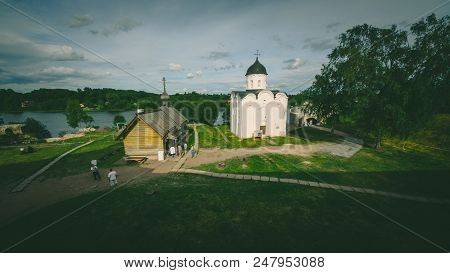 St. George Church In Staraya Ladoga, Volkhovsky District, Leningrad Oblast, June 2018. Russia Is One