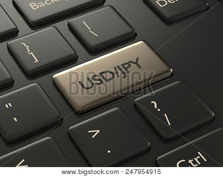 3D Render Of Computer Keyboard With Yen And Dollar Button