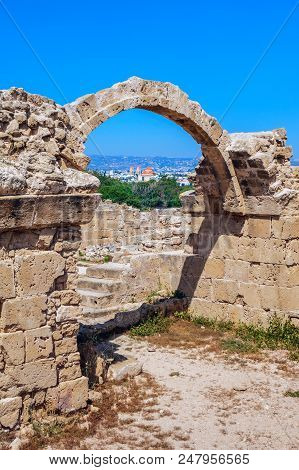 Ruins Of Ancient Greek Temple, Saranda Kolones. Archaeological Park At Kato Paphos. Paphos, Cyprus