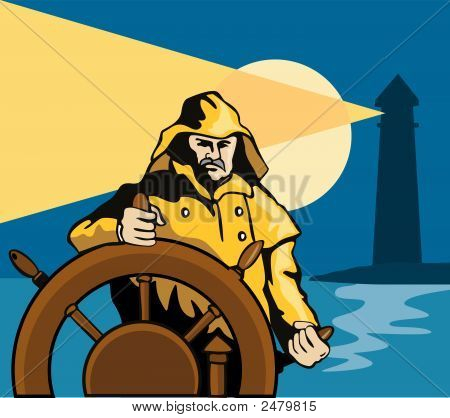 Captain Lenkung sein Schiff