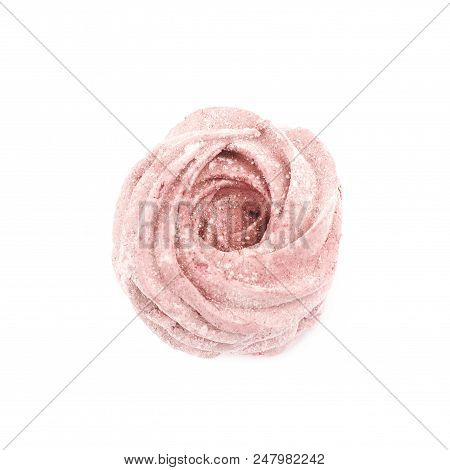 Marshmallow Pink Zephyr Confection Isolated Over The White Background