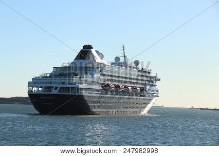 Ijmuiden, The Netherlands -june 30 Th 2018: Prinsendam Operated By Holland America Line, Leaving Ijm