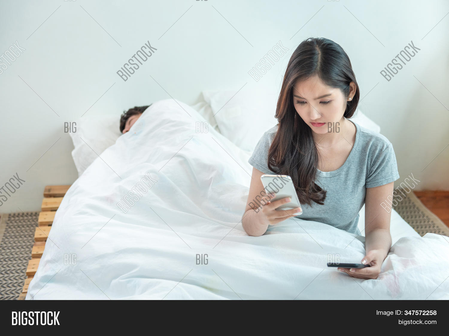 Wife Spying Phone Her Image and Photo