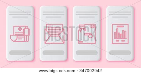 Set Line Medical Clipboard With Clinical Record, Mail And E-mail, Ordered Envelope And Document With