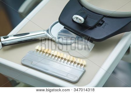 Dentist Clinic.chart Of Acrylic Teeth. Tooth Color Chart.dentist Office Teeth Care And Tooth Health 