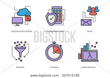 Vector Colored Linear Internet Data Characteristic Icons