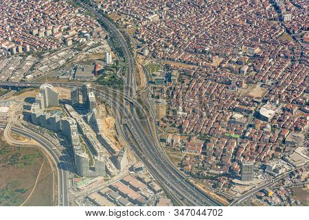 Aerial View Of Busy Old City Of Istanbul, Turkey.