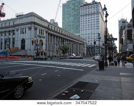 New York, Usa - June 3, 2019: Pennsylvania Station Seen From The Intersection Of West 31st Street Wi