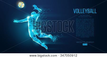 Abstract Silhouette Of Volleyball Player Man, Male With Volleyball Ball. All Elements On A Separate 